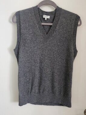 V Neck Sweater Vest 100% Cashmere Medium Madewell Gray